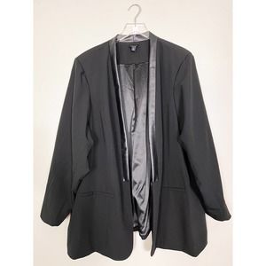Torrid Black Open Jacket Blazer Career Faux Learher Trim Size 5 5X